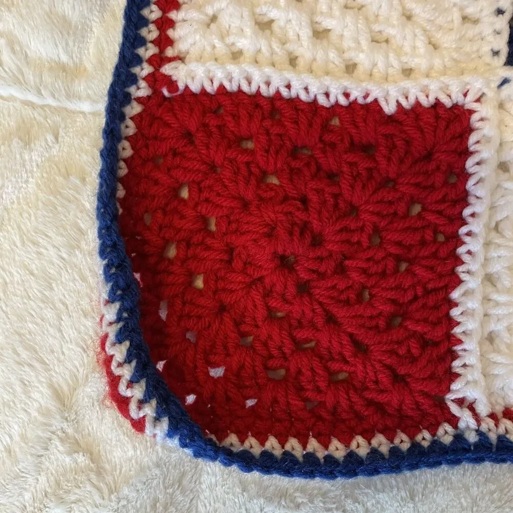 Granny Square Vtg Handmade 35 x 35